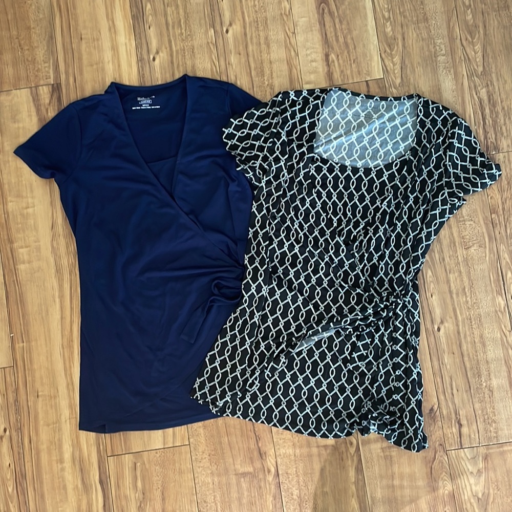 Motherhood maternity nursing tops. Navy and black & white. Size small. Like new.